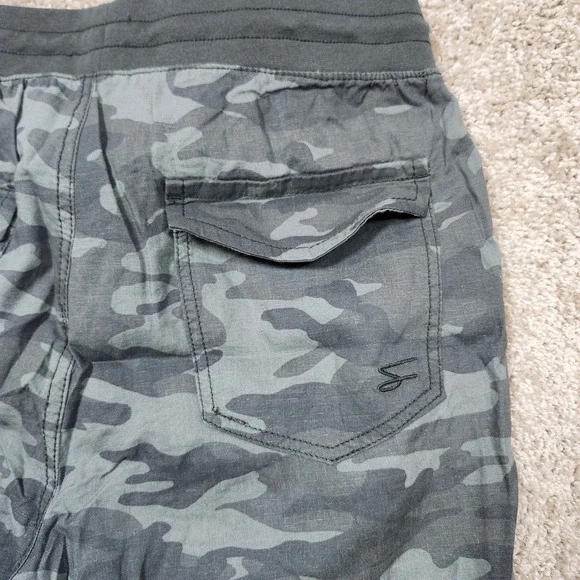 Seven7 Camo Utility Jogger Pants Women's S Linen Blend Drawstring - Picture 7 of 9